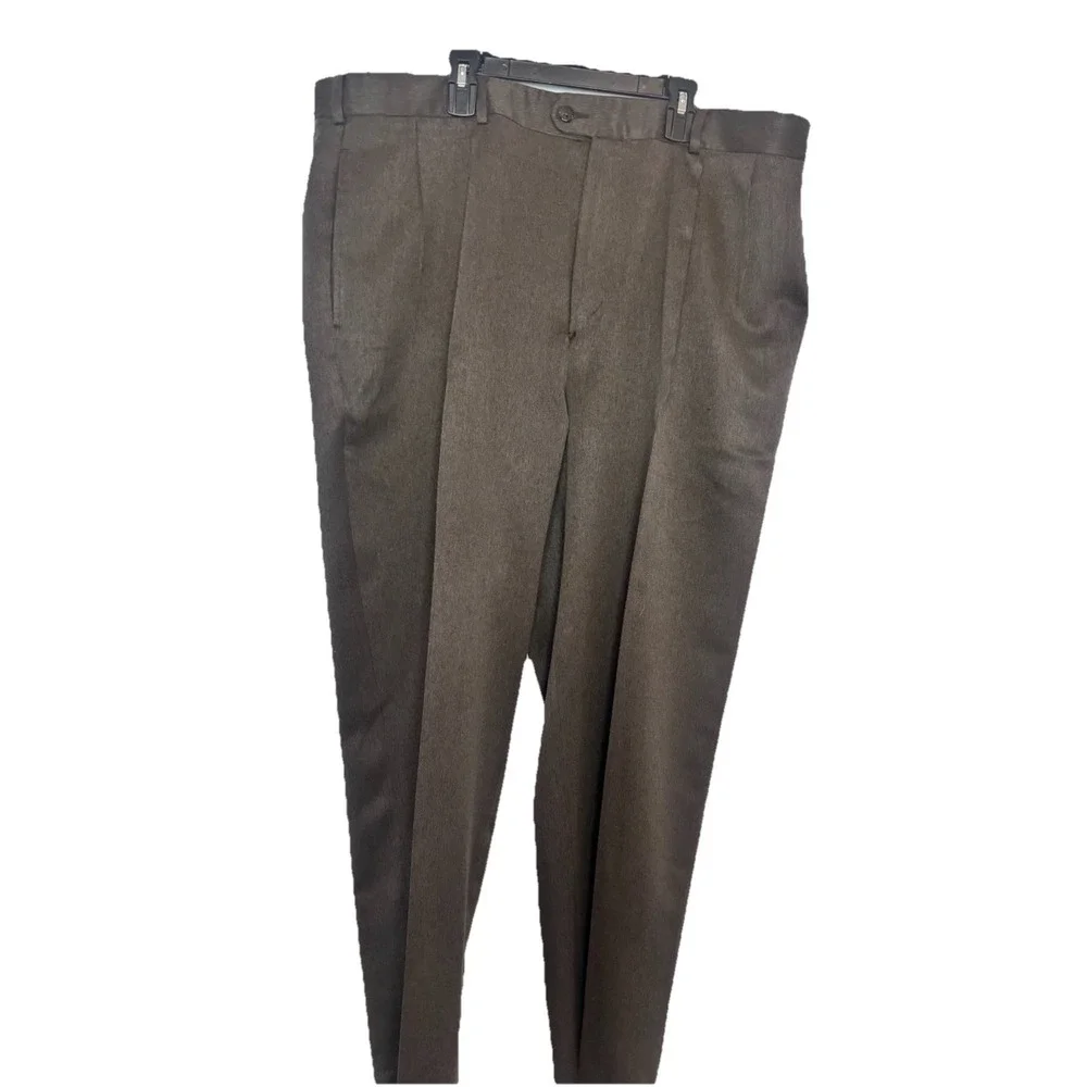 JOHN HENRY Men's 38x31 Brown Dress Pants Trousers‎ Pleated Front
